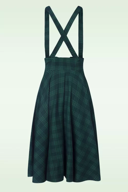 Vixen Plaid suspender swing rok in groen