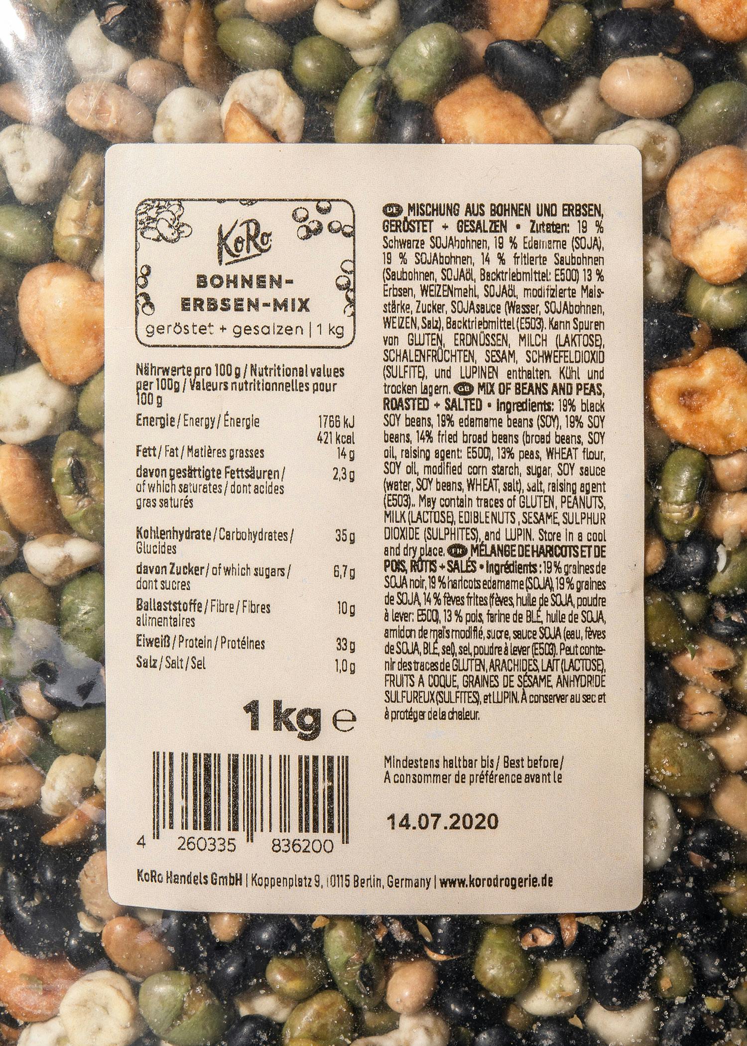 Geröstete und gesalzene Bohnen-Erbsen-Mix 1 kg