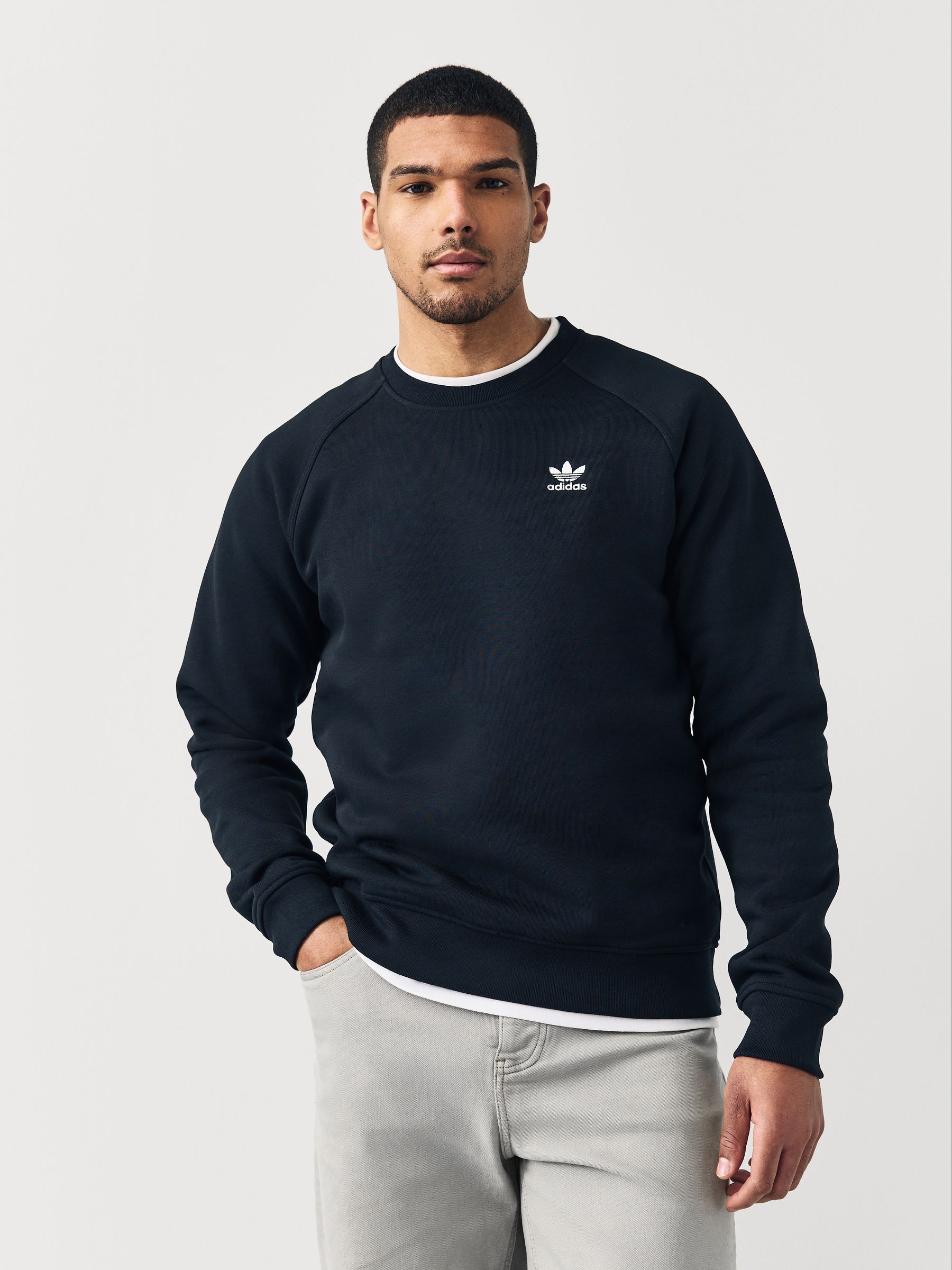 Zwart - adidas Originals Trefoil Essentials Crew Sweatshirt