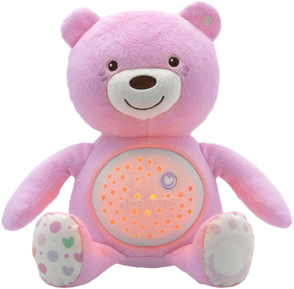 FIRT DREAMS - PELUCHE OURSON PROJECTEUR BABY BEAR ROSE