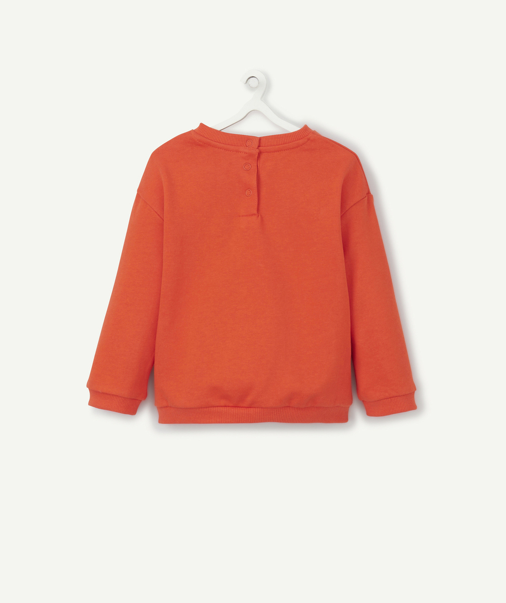 SWEAT BÉBÉ FILLE EN COTON BIO ROUGE AVEC TIGRE DOUX