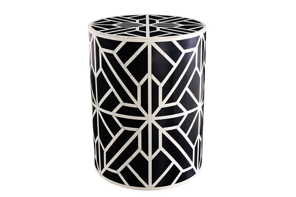 Beistelltisch HARMONY NATURE 45cm rund schwarz weiß Mosaik Kunsthandwerk