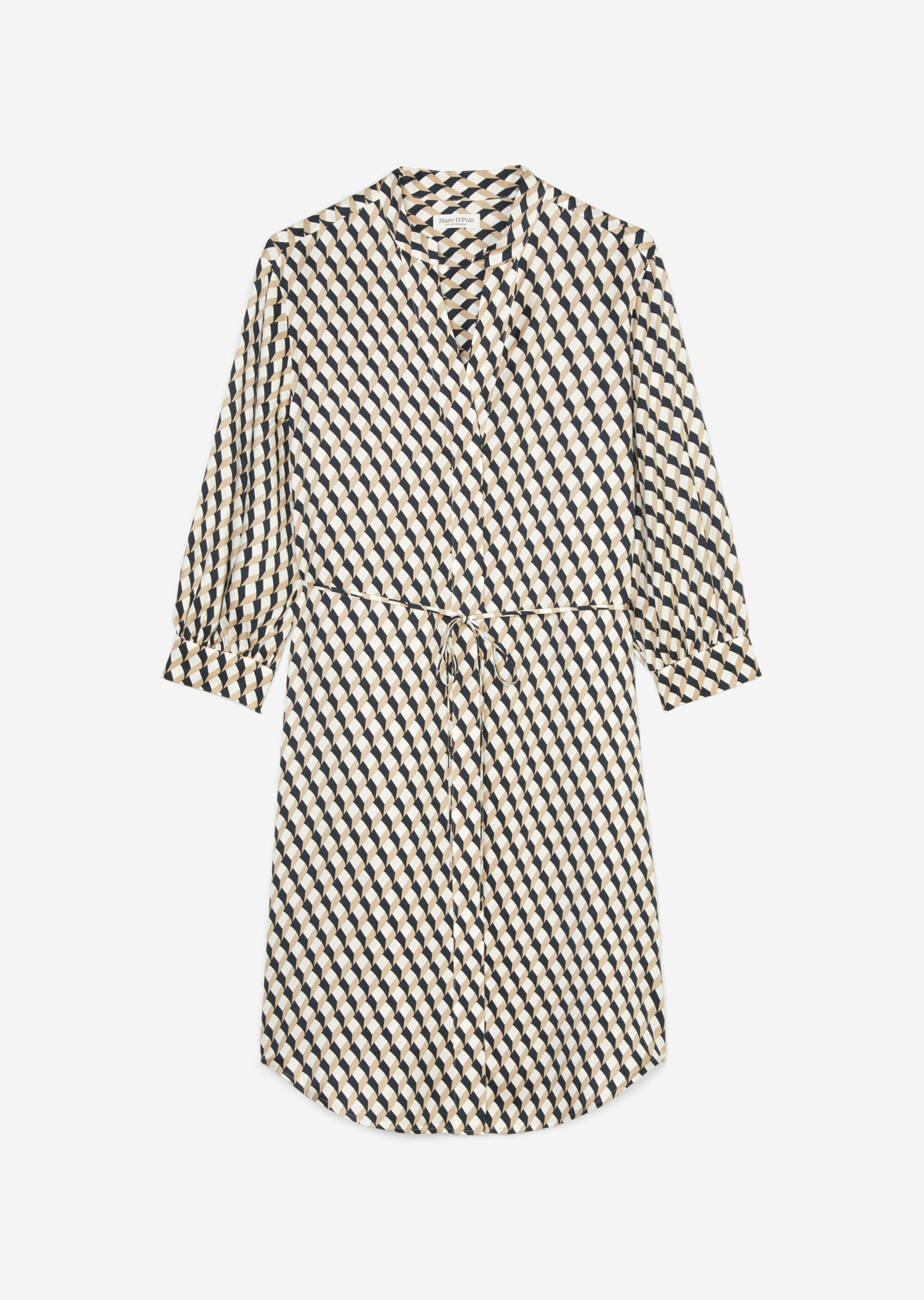 Hemdblusenkleid mit 3/4-Ärmeln relaxed aus Viskose-Twill