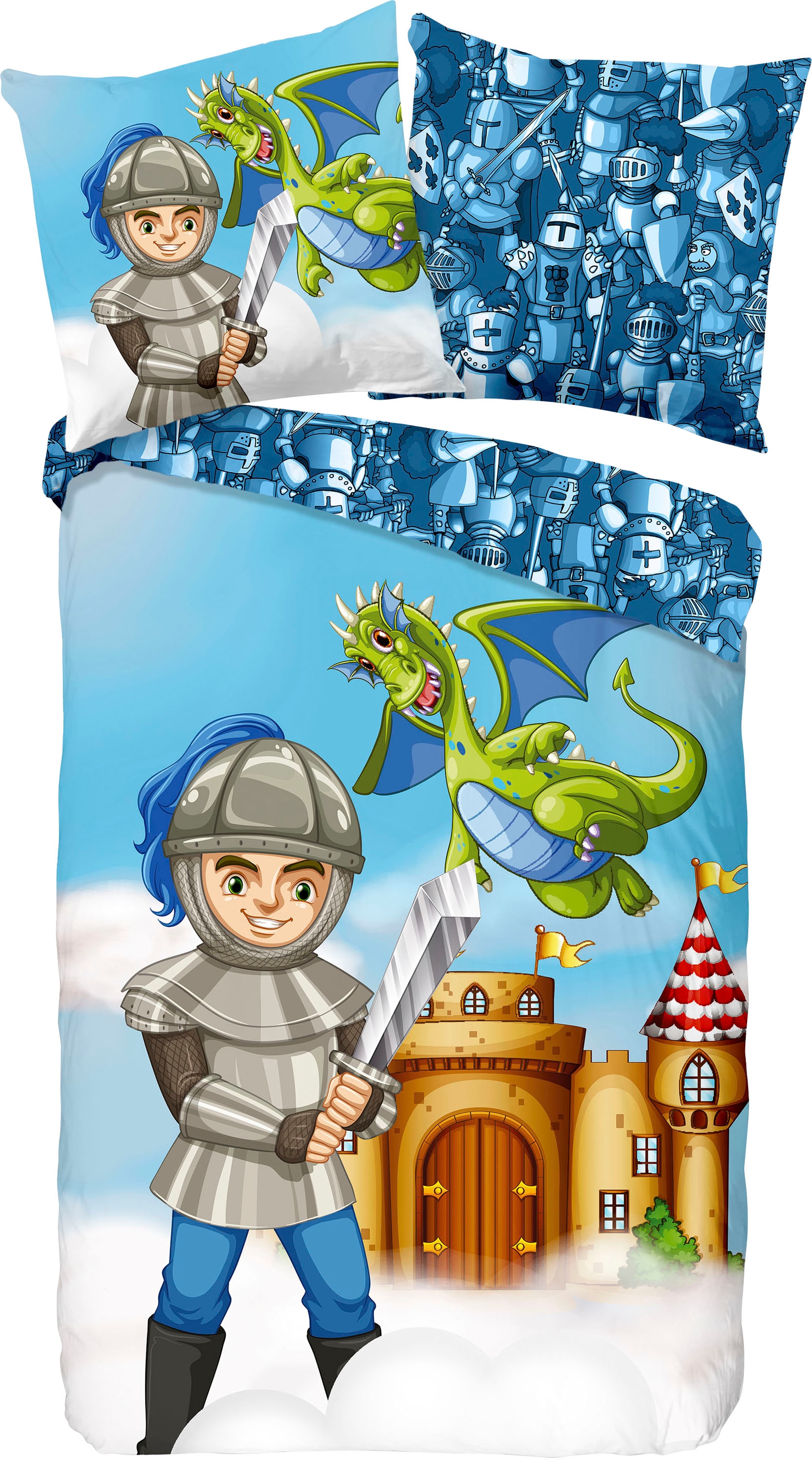 good morning Kinderbettwäsche »Knight« 2 Stk. tlg. Baumwolle, 135x200, Reissverschluss, Wendeoptik, Kind, Junge, Ritter