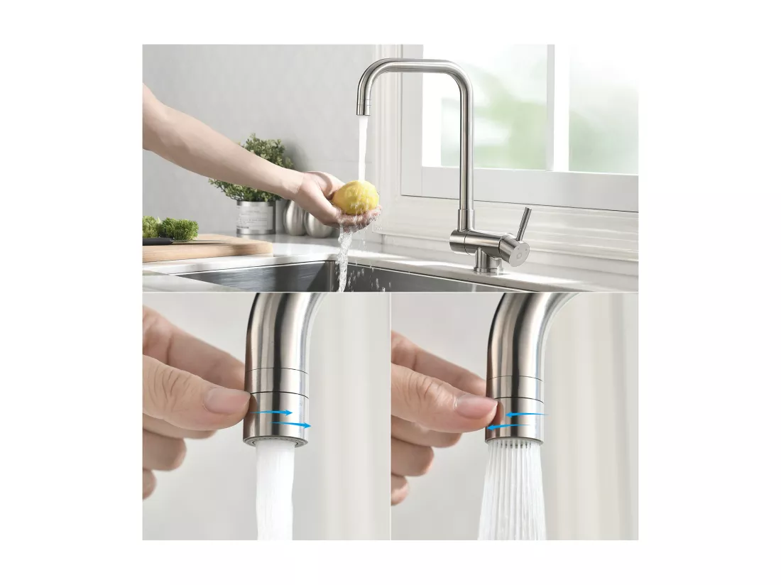 Cecipa max 2PCS Mitigeur de Evier Rabattable - Robinet de Cuisine en Acier Inoxydable devant Fenêtre - 2 Modes de pulvérisat - Brossée,EU Modèle