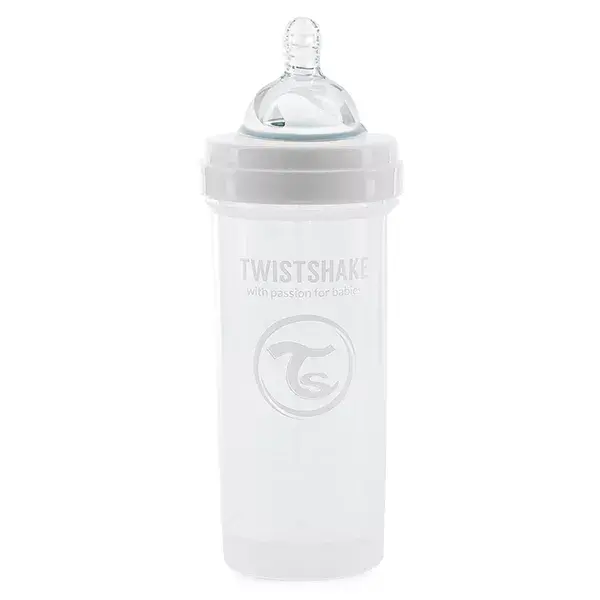 Mamadeira anticólica Twistshake branca +2 meses 260ml