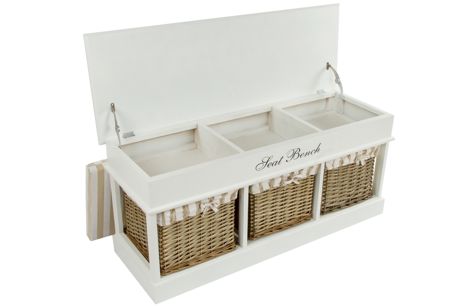 Sitzbank JOANA - weiß-beige - 3 Körbe