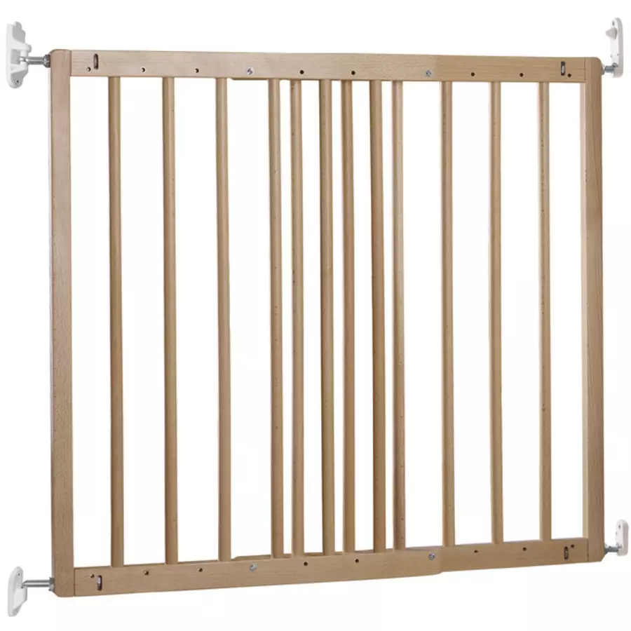 BabyDan MultiDan Schutzgitter 60,5 bis 102 cm, Holz natur weiße Beschläge