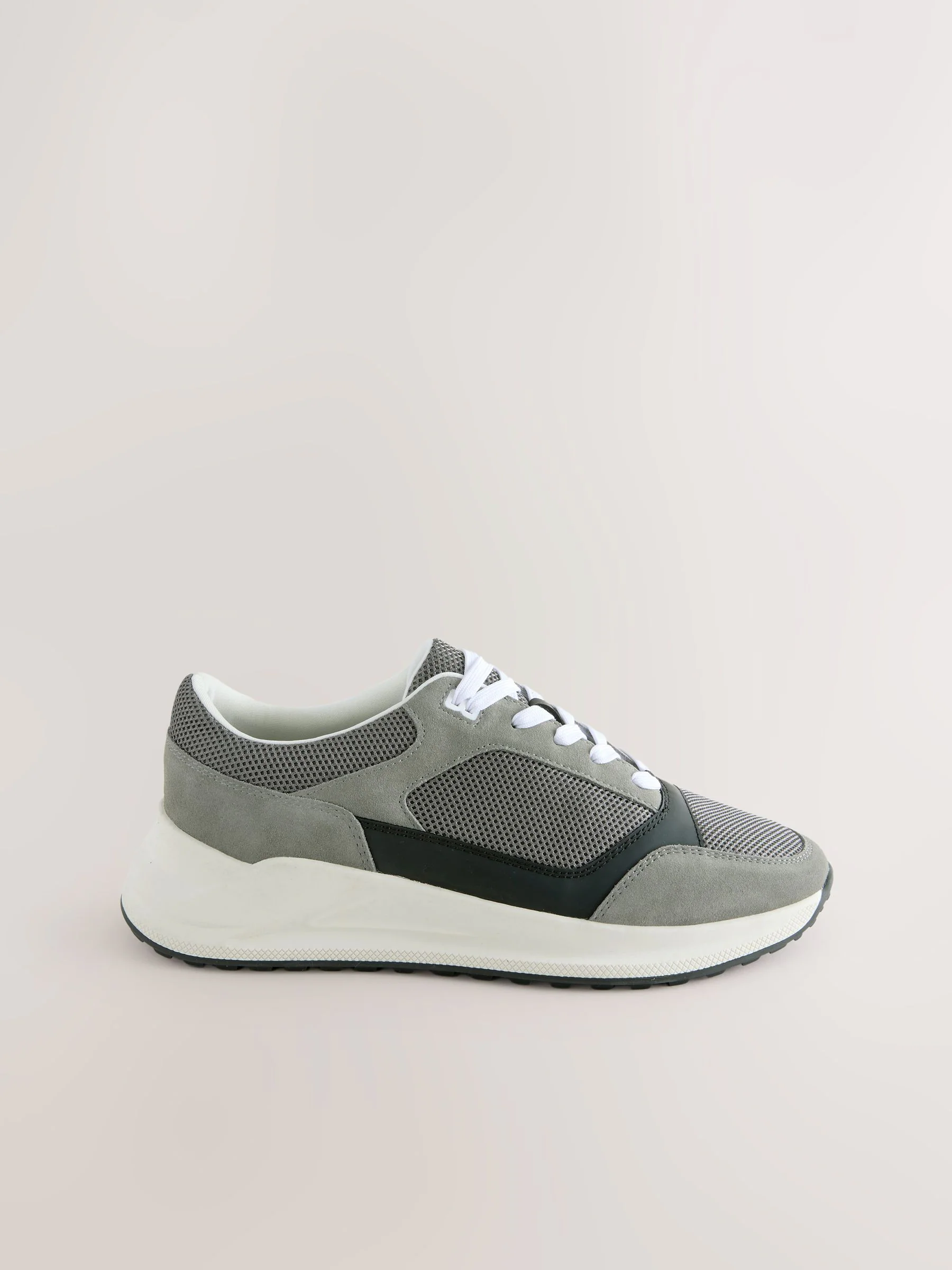 Grijs/zwart - Chic-casual vetersneakers