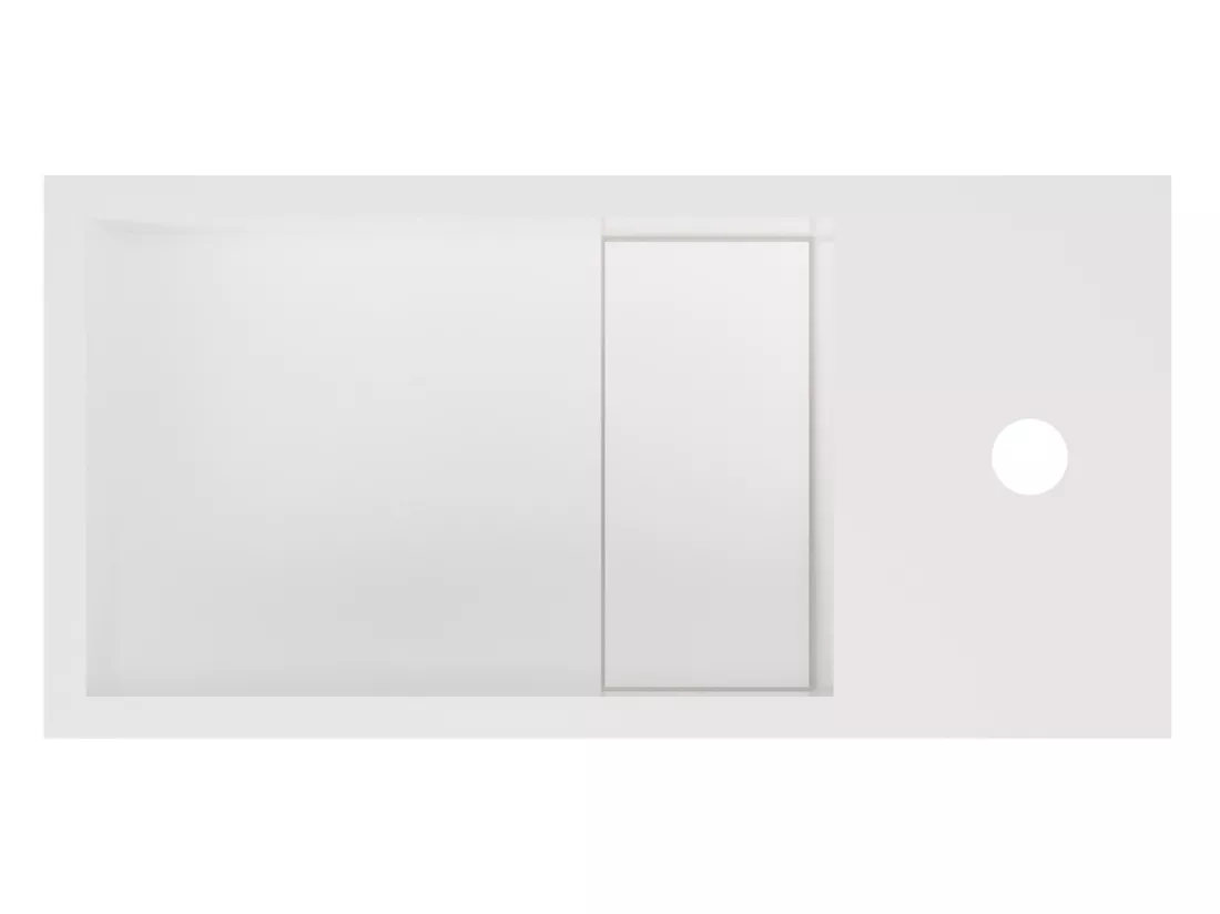 Lave main suspendu blanc en solid surface avec niche - Robinetterie à droite - 40 cm - PUMORI