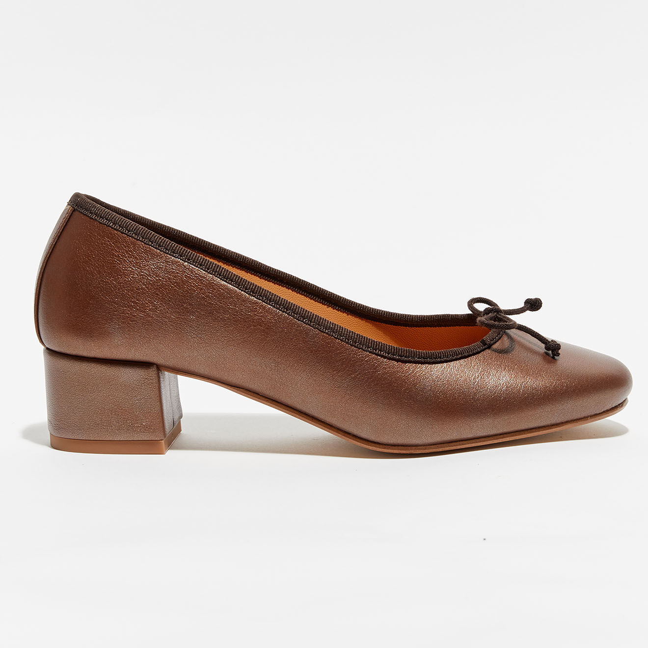 Quartier Latin Ballerines en Cuir irisé Albane café - Talon 4 cm
