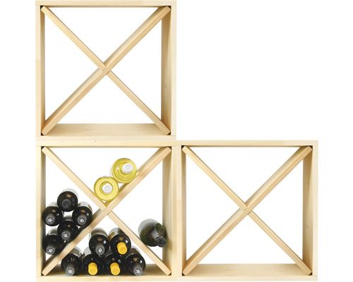 Wijnrek van hout, Wine Cube, grenen, 48x48x23,5 cm, voor 24 flessen