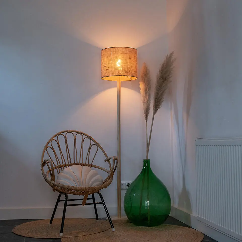 Qazqa vloerlampen mels crème e27
