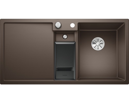 Blanco COLLECTIS 6 S spoelbak, 1000 x 510 mm, cafe 523353, kom rechts, met afdruiprek en kleine kom