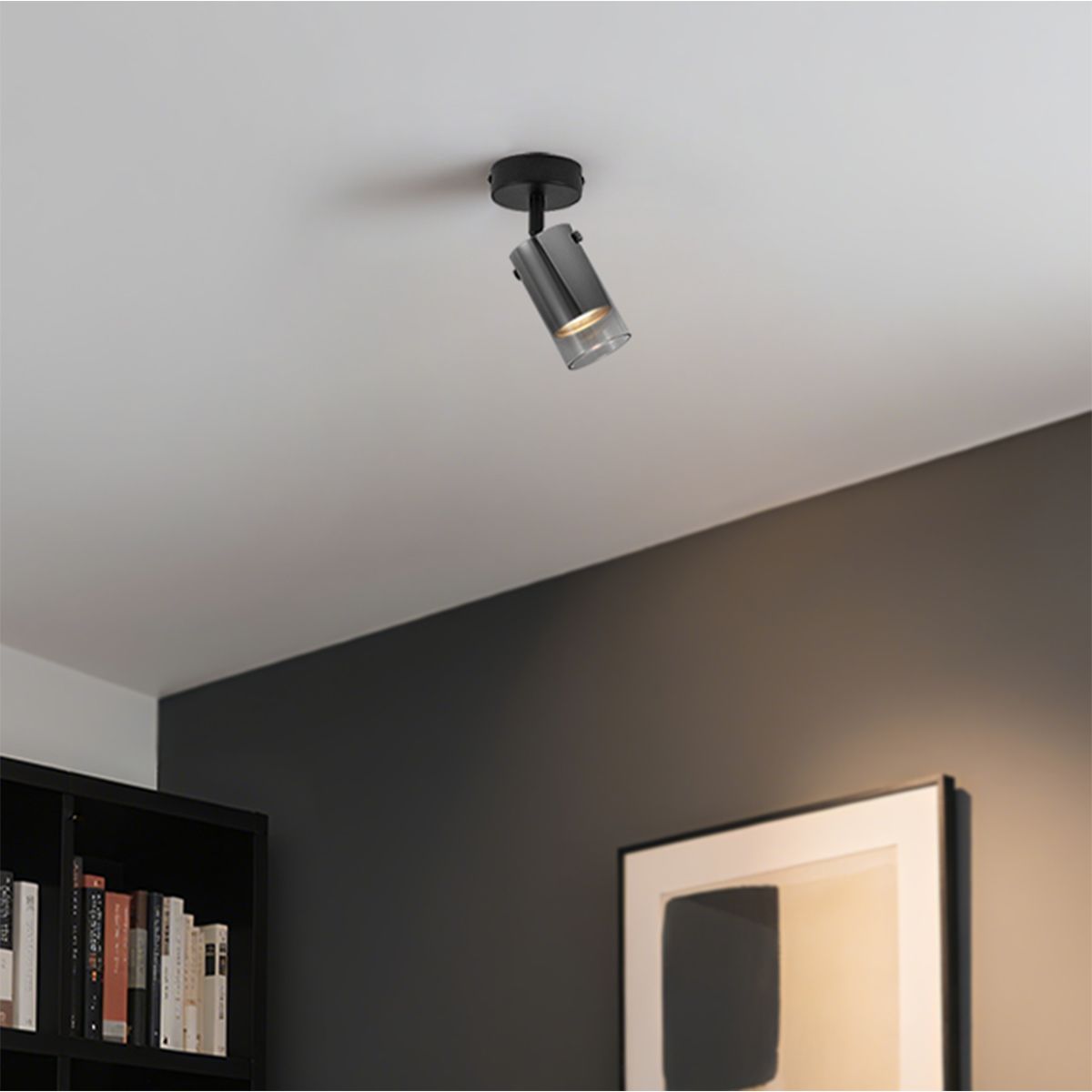 Moderne plafondspot gunmetal met glas draai- en verstelbaar - Drain