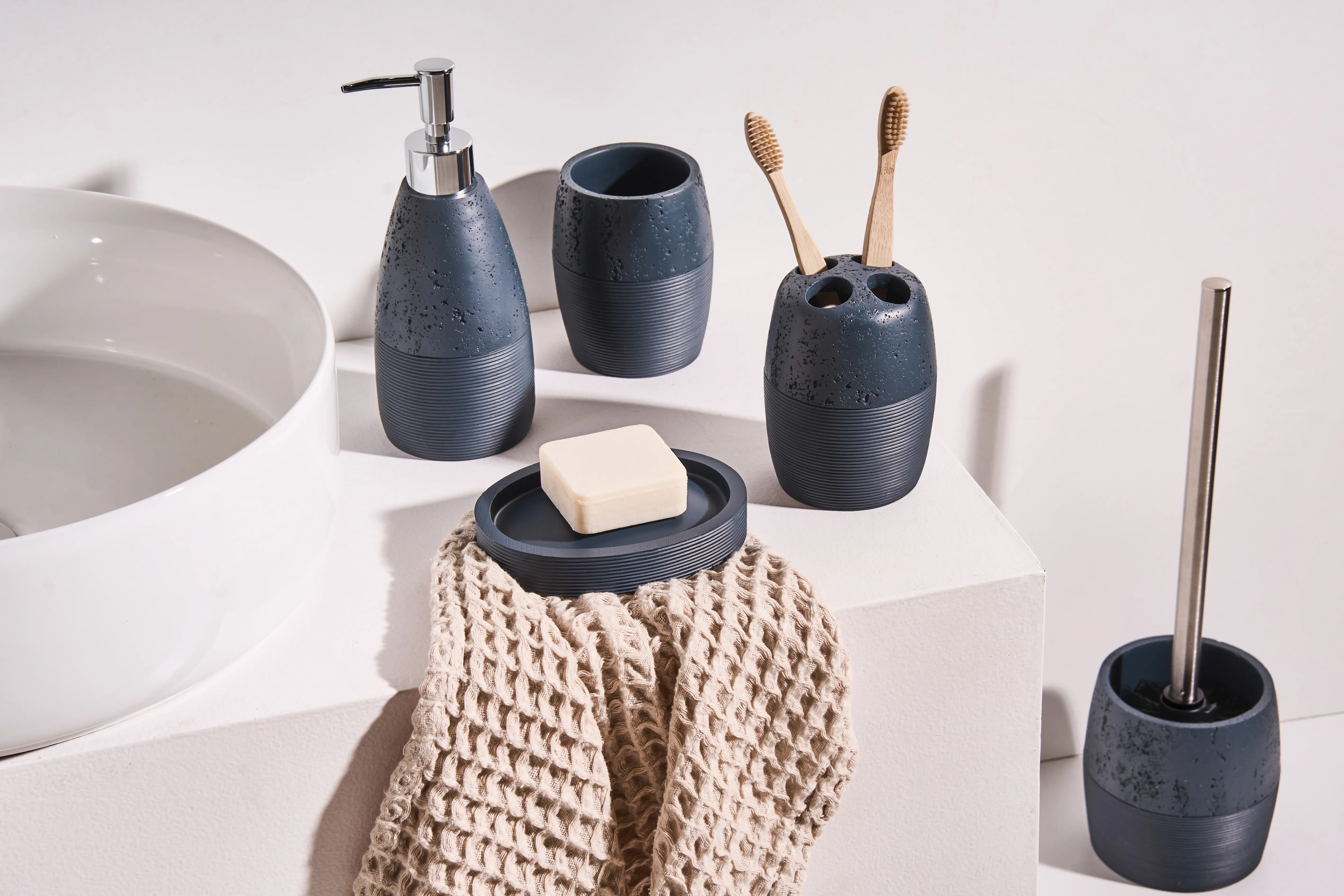 5-delige badkameraccessoireset YARAPA Donkerblauw