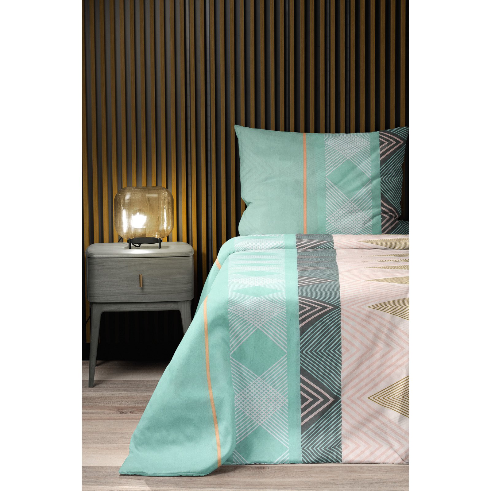 Bettwäsche Renforcé Zickzack mint 160x210 65x100 Bettanzug Nord