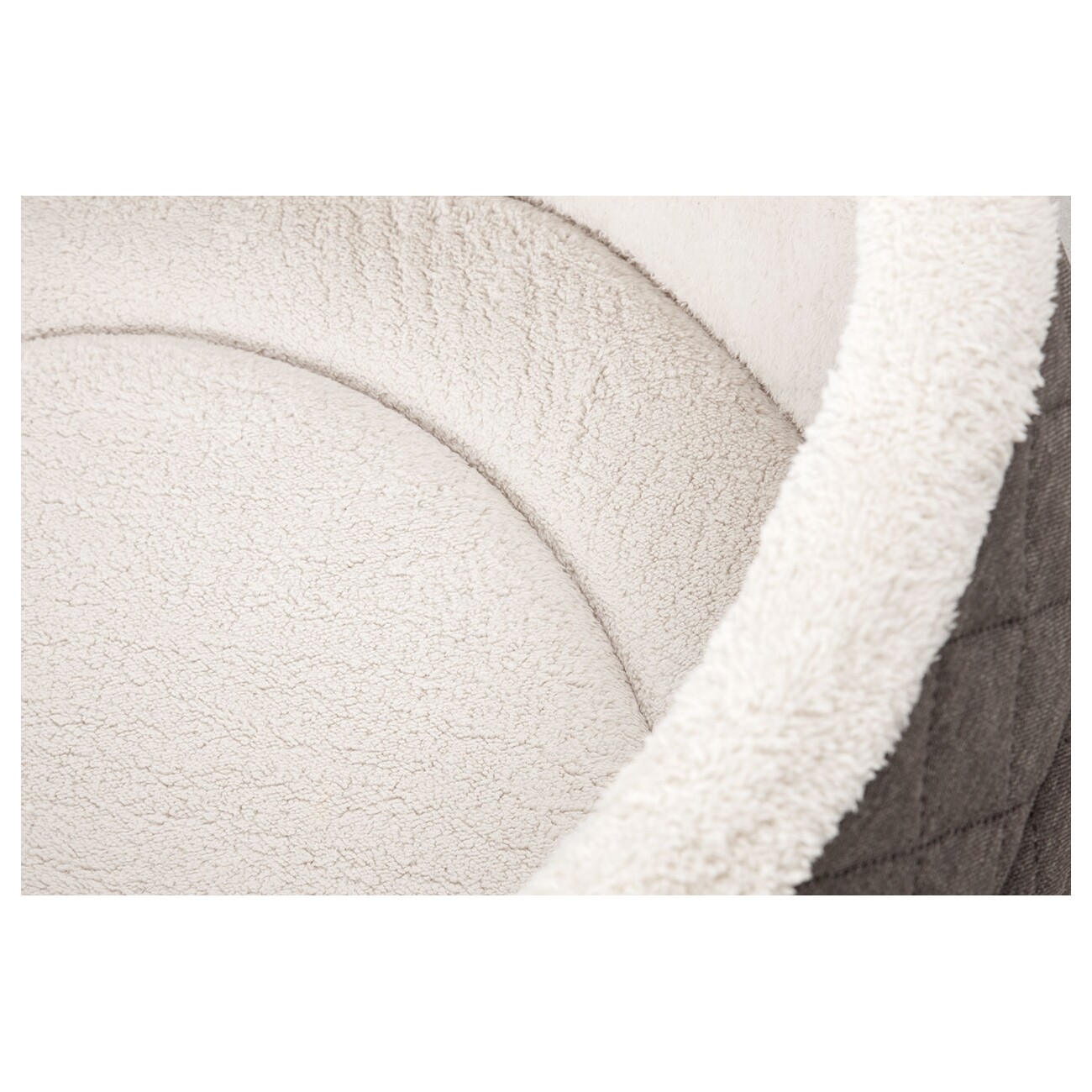 Knuffelwuff Orthopädisches Hundebett Lena aus Velours und Kunstleder mit hohem Schaumstoffrand braun/ beige M-L