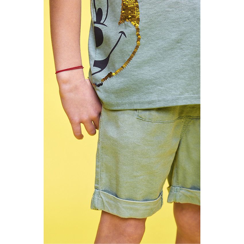 Bermuda en coton avec poche kangourou pour garçon - Vert