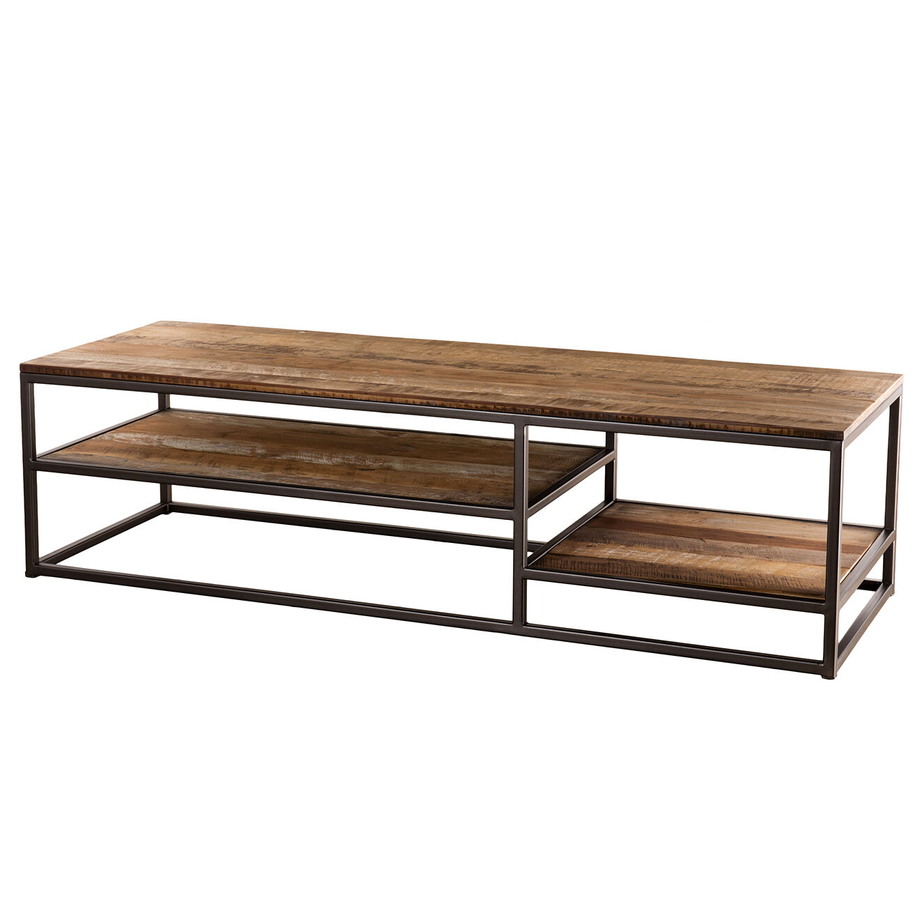 Macabane Table basse avec tablettes Sixtine teck - 150x50x40.5 cm