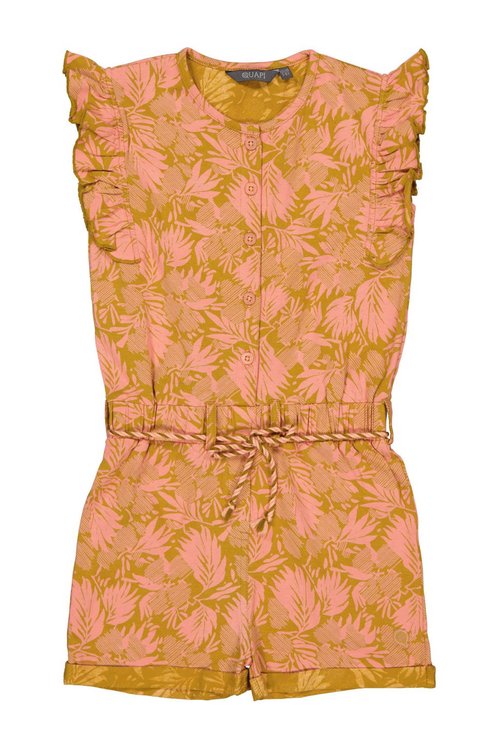 Quapi playsuit BELLE met all over print okergeel/roze