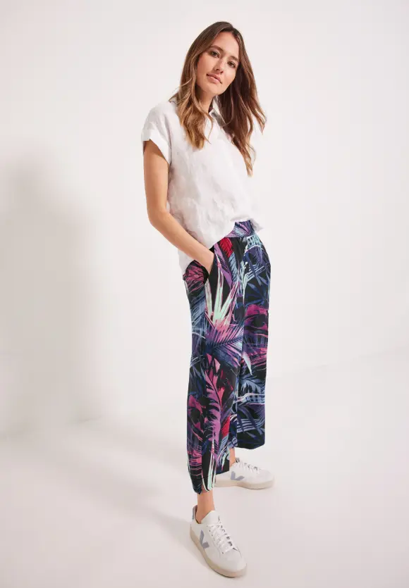 Casual Fit Hose mit Print - carbon grey