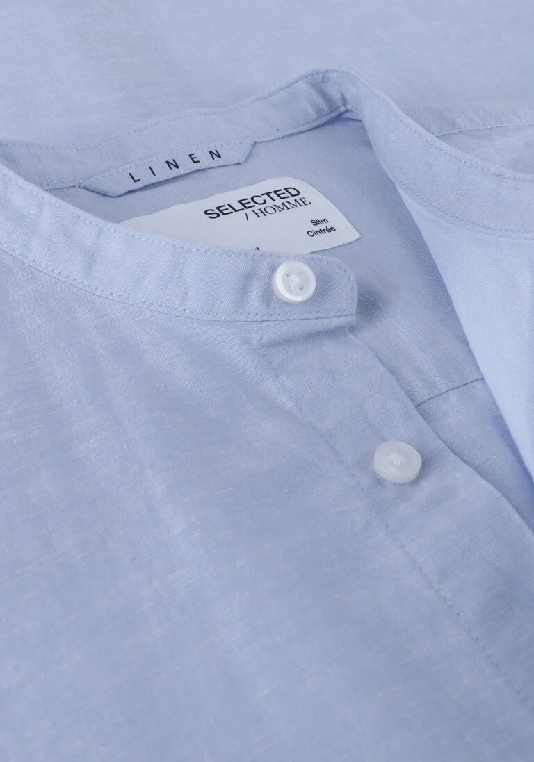 SELECTED HOMME blauwe selected homme casual overhemd slhslimnew-linen shirt ls band w