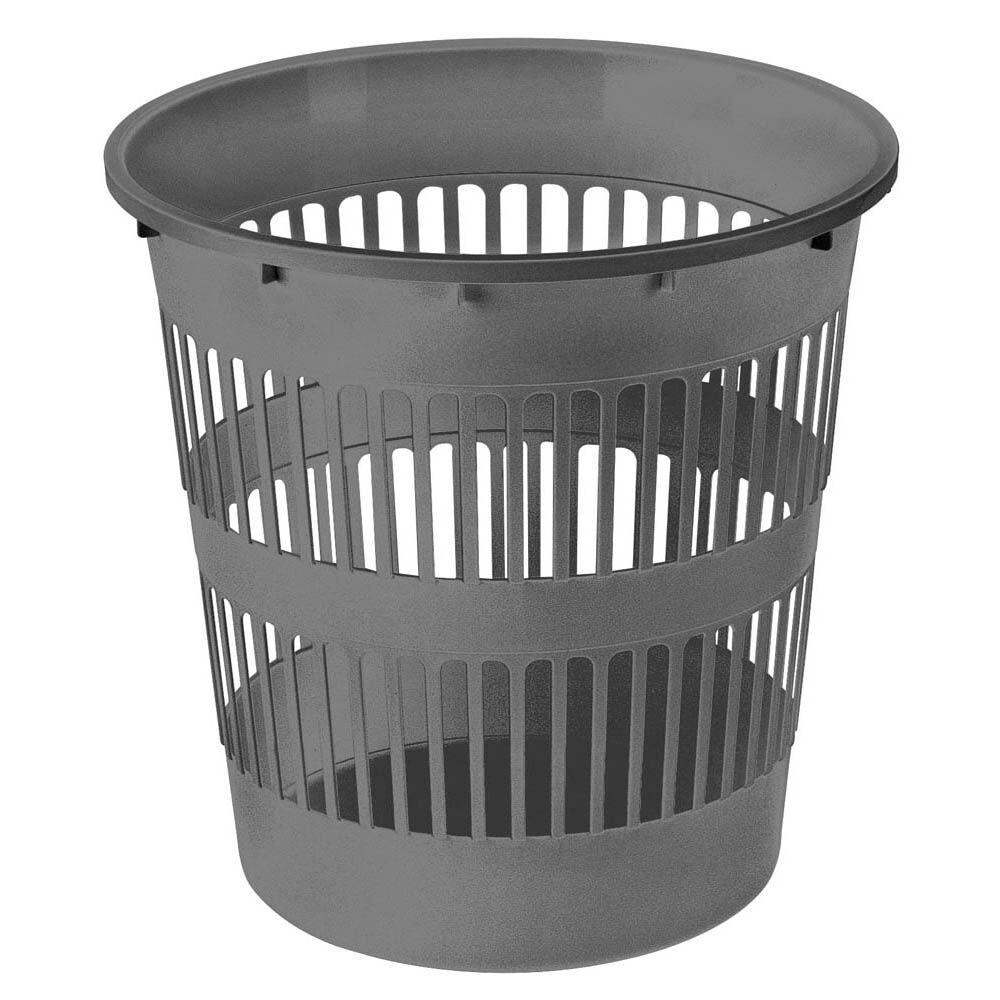 Corbeille à papier en plastique gris 12L