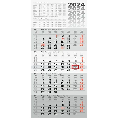 rido/idé 4-Monatskalender Wandkalender 2024 30 x 62,5 cm, einteilig