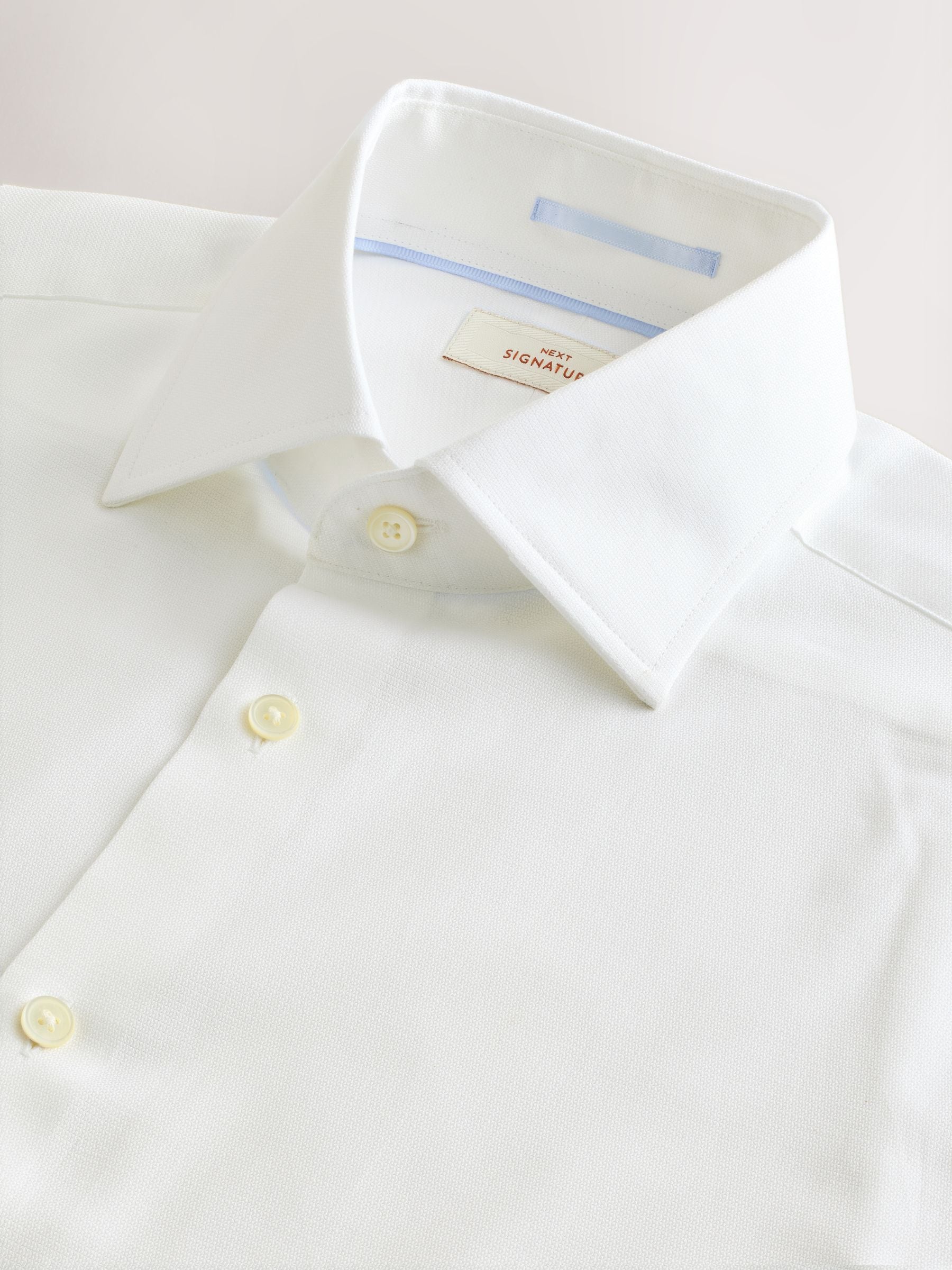 Wit - Slim Fit - Signature premium 100% katoenen overhemd met textuur