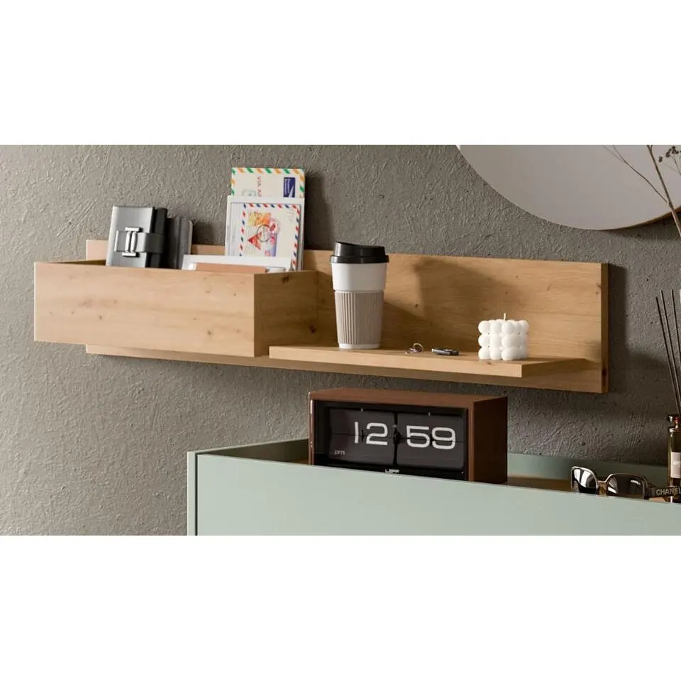 Hioshop Drive wandkast wandplank 1 plank eiken decor