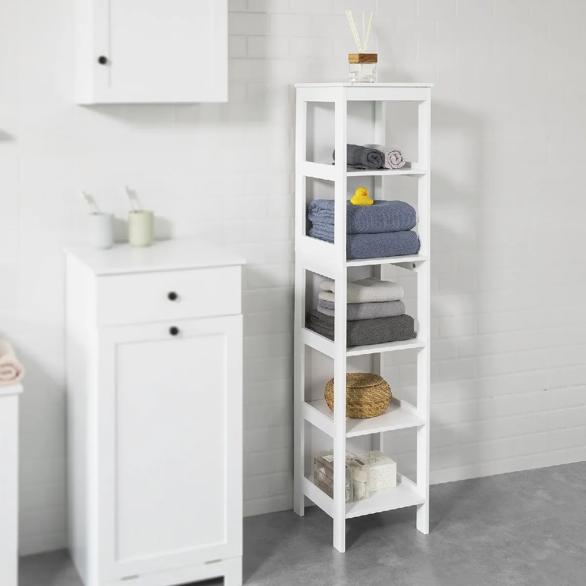 SoBuy BZR14-W Meuble Colonne Salle de Bain