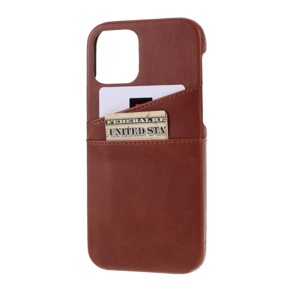 iPhone 12 Pro Leder Hülle Snap Case   Kartenfach - Braun