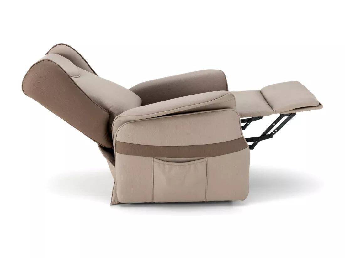 Laura Fauteuil relaxant à 2 moteurs en tissu gris tourterelle