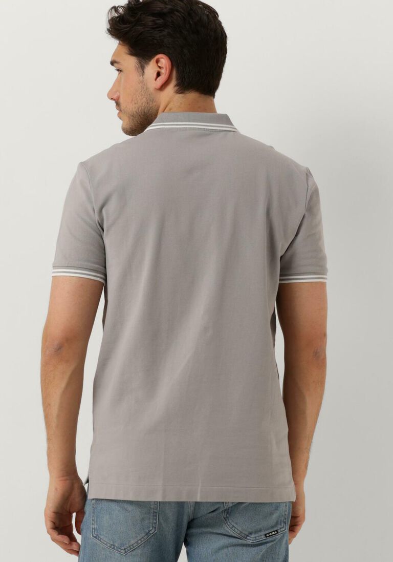 G-STAR RAW lichtgrijze g-star raw polo dunda slim stripe polo s/s