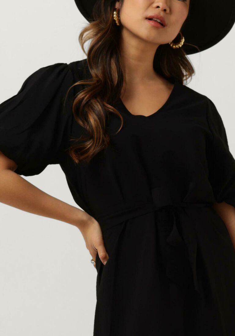 OBJECT zwarte object midi jurk objjacira 2/4 v-neck dress