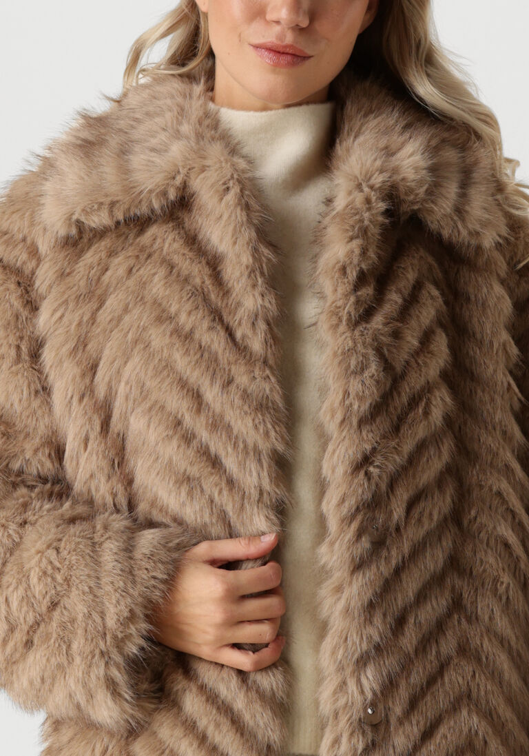 beige stand studio faux fur jas wynther coat