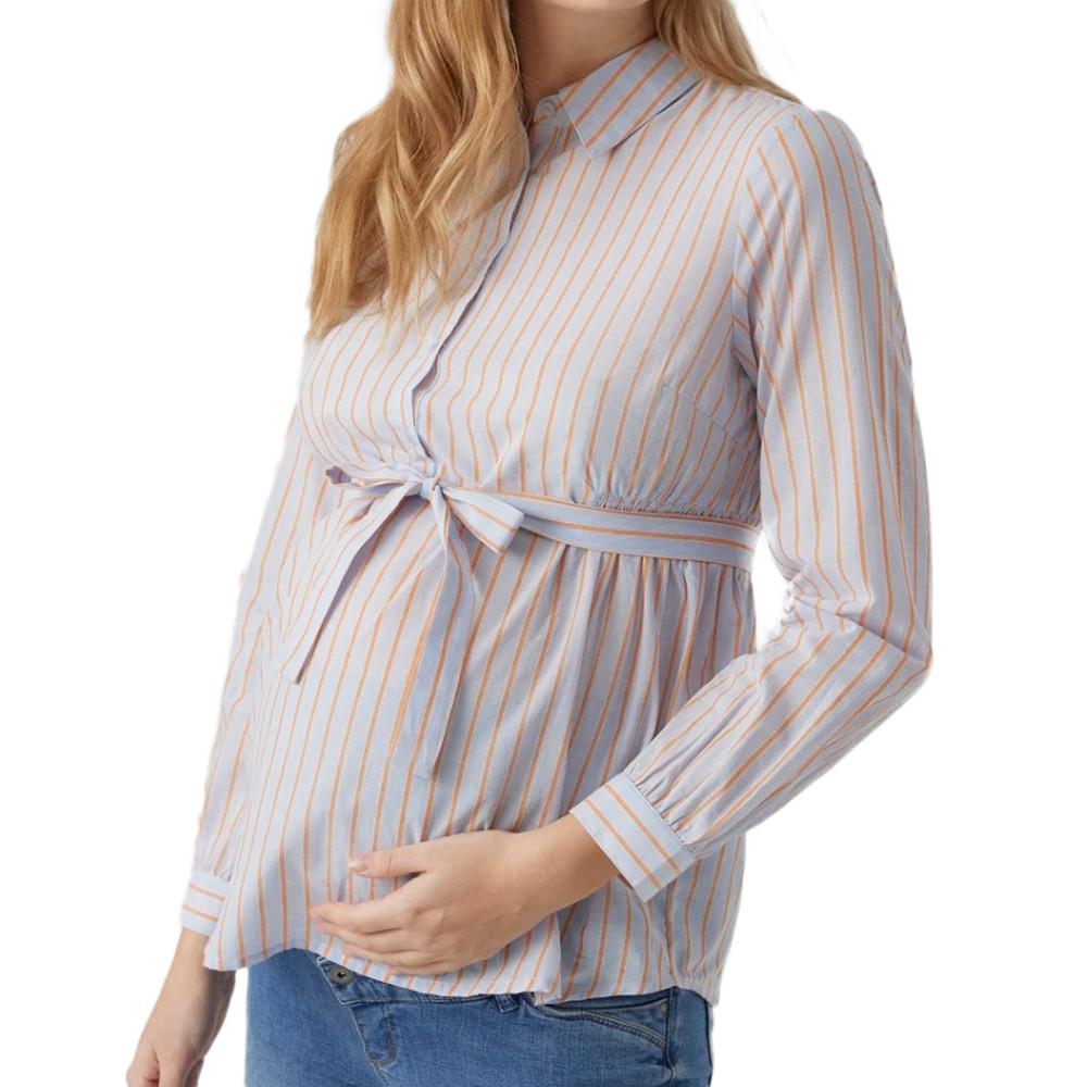Mamalicious Blouse de Grossesse Bleu/Orange Femme Mamalicious Cabana