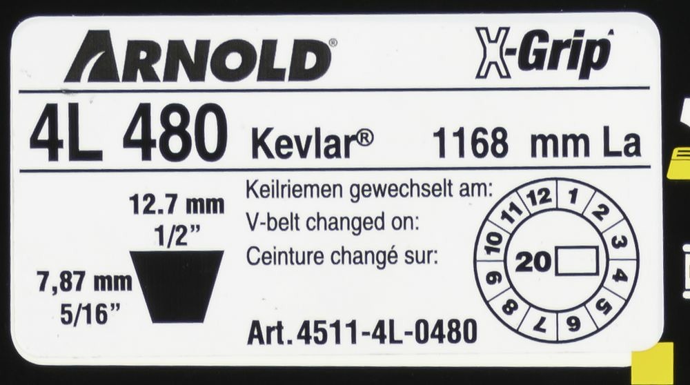Courroie trapézoïdale x-grip v de type 4l480