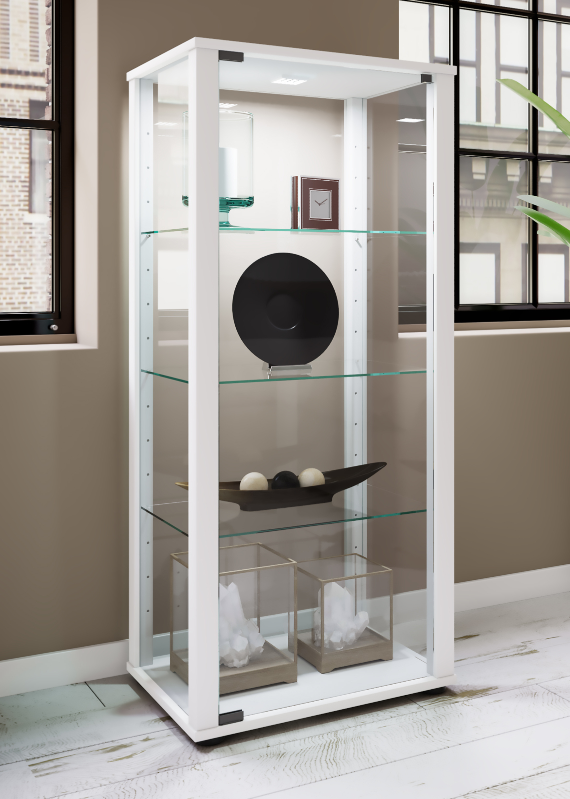 Vitrine KAVISA M - weiß - 114,5 cm hoch
