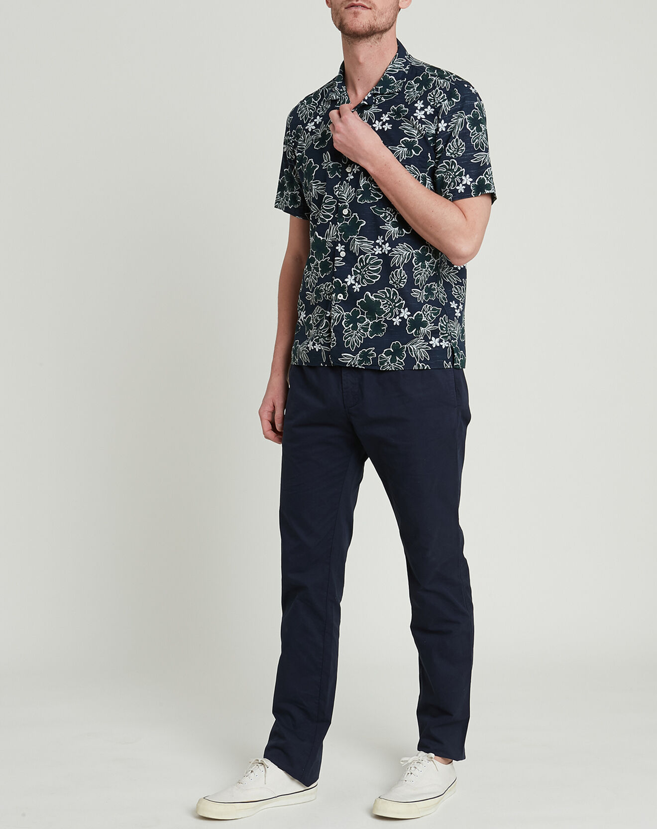 Hartford Chemise Slim Fit Slam imprimée bleu marine/vert