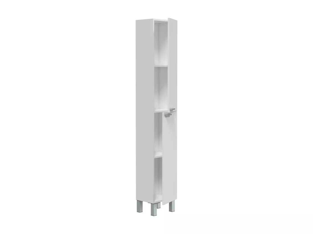 Colonne salle de bain avec 2 portes coloris blanc brillant - 182 x 30 x 25 cm