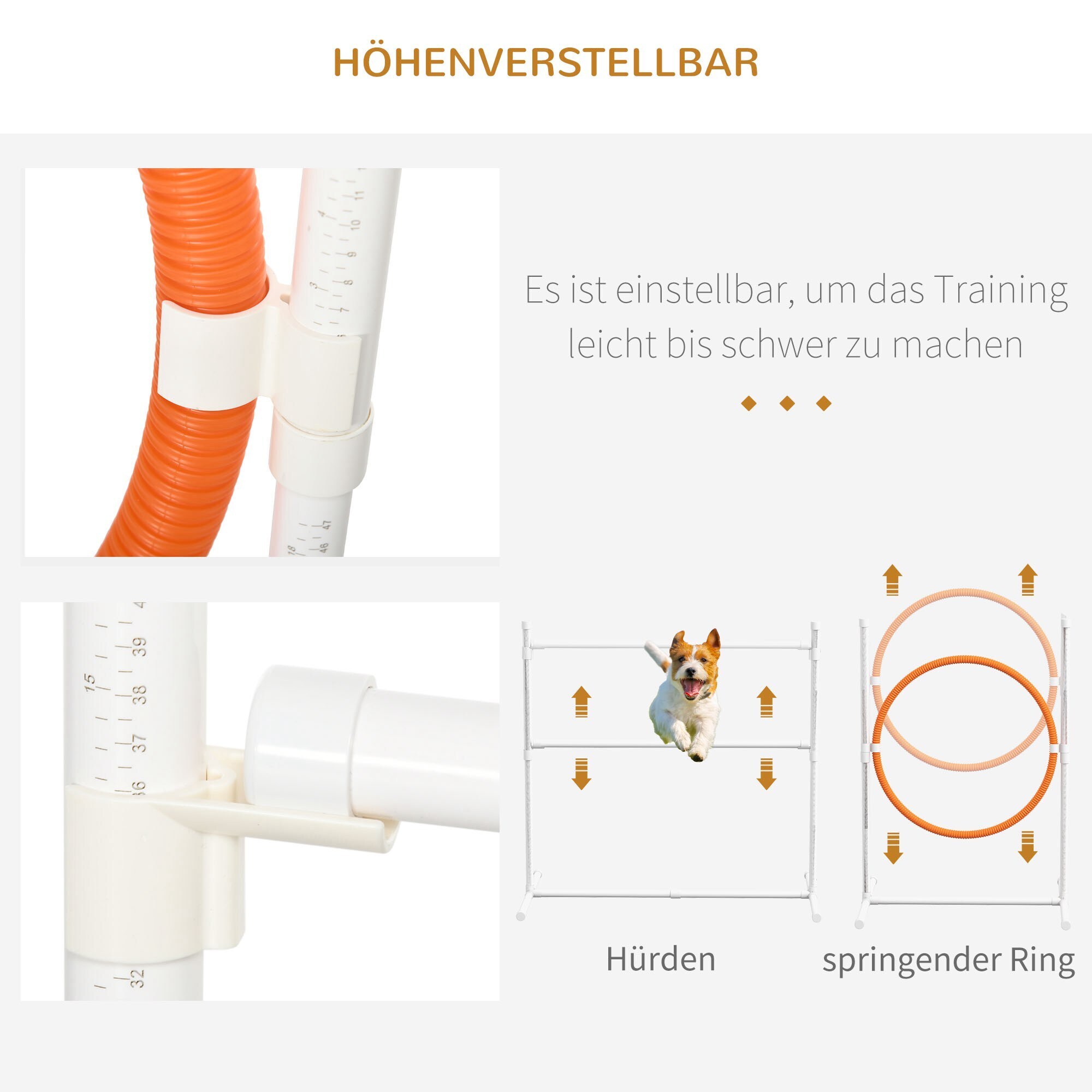 PawHut Hürdenlaufset mit Hundepfeife blau 321L x 63B x 93H cm