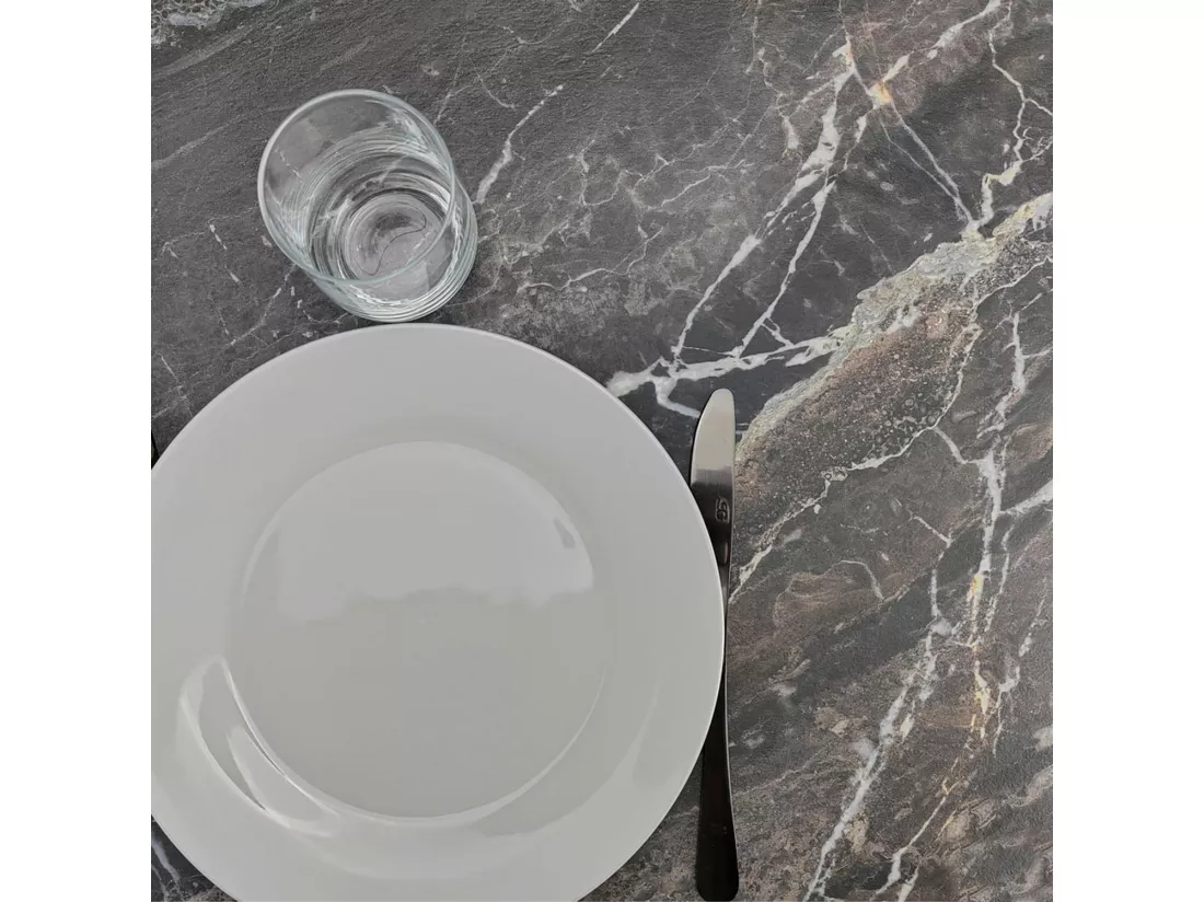 Mange-debout 60 x 60 cm - modèle Round marbre royal chants laiton
