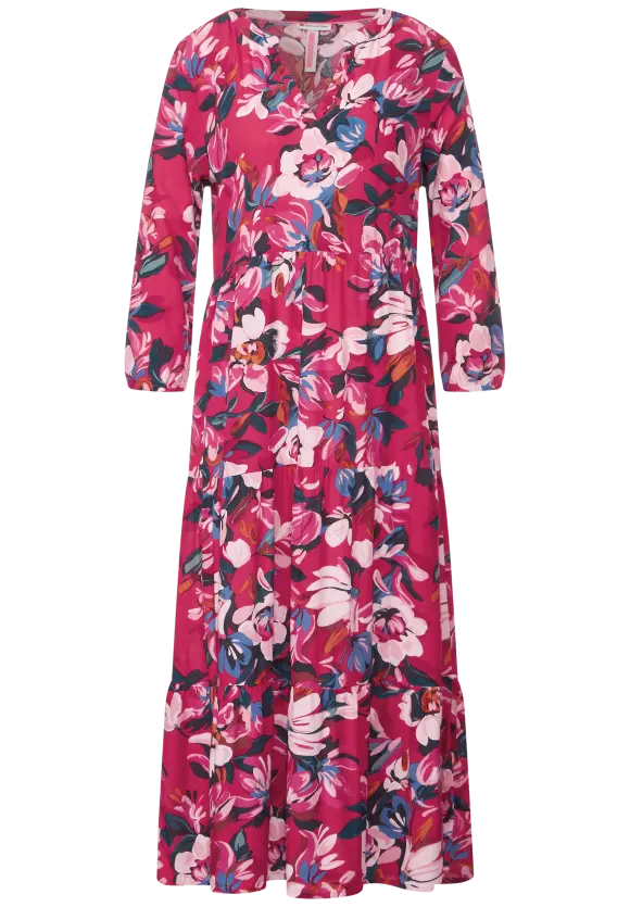 Volantkleid mit Print - berry rose