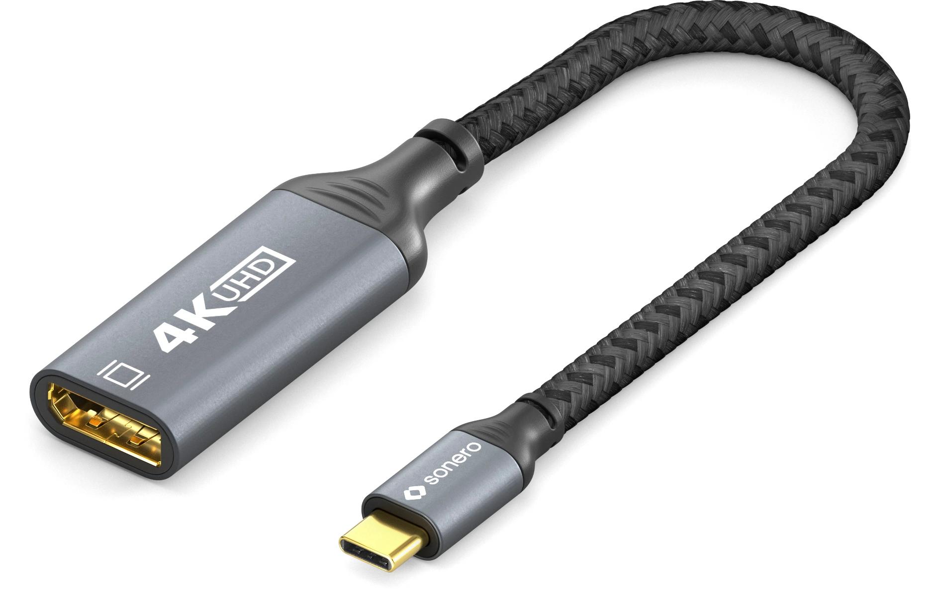 Adapterkabel USB Type-C - DisplayPortUSB-C auf DisplayPort Adapter - 4K60, 21.6 GBps – grau/schwarz - 0.10m