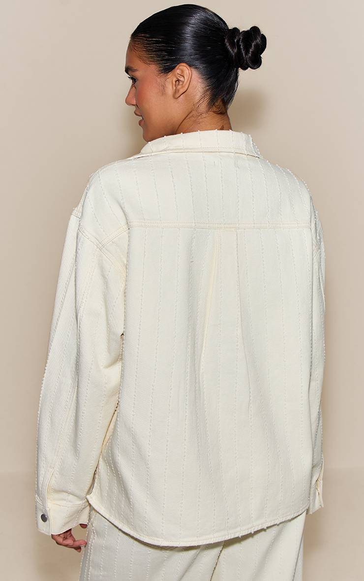 Blanc Chemise En Denim Bouclé Oversize