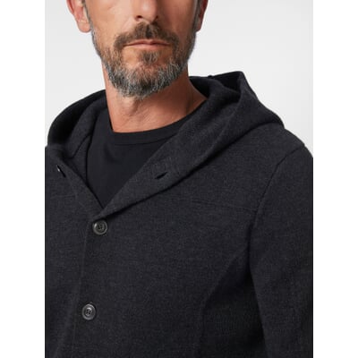 Herrenstrickjacke mit Kapuze, Dunkelgrau