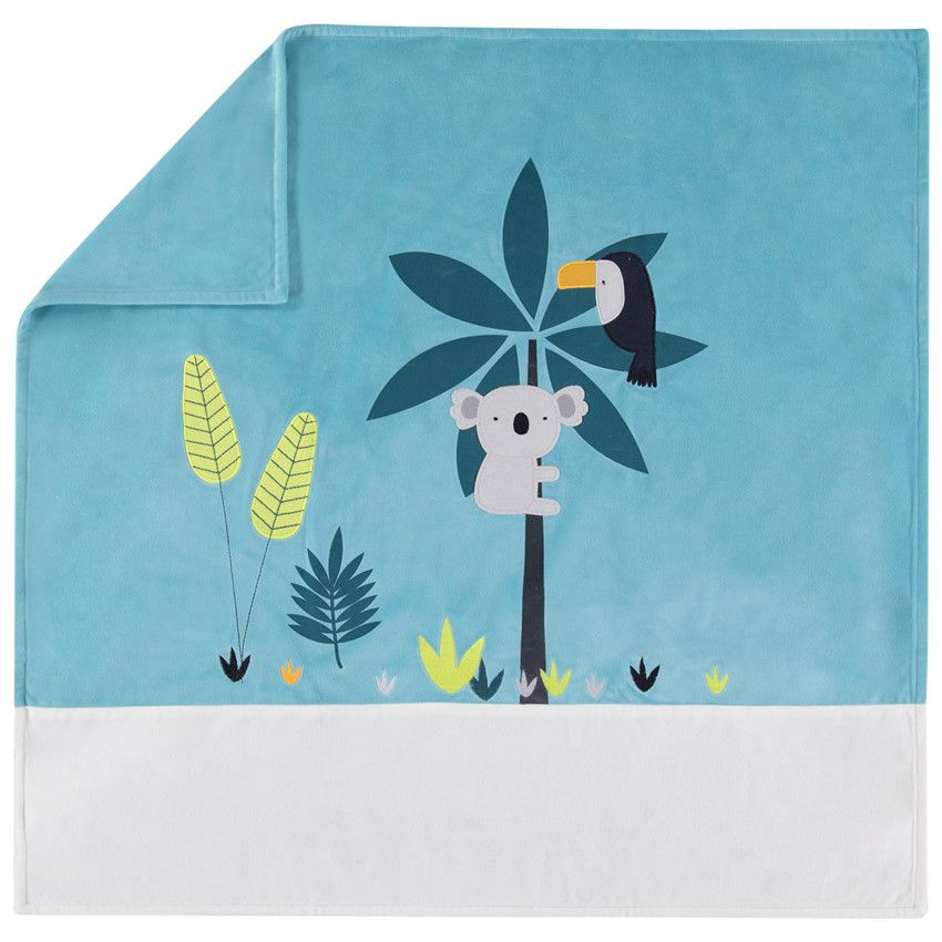 Couverture en velours motif animaux de la jungle - Vert