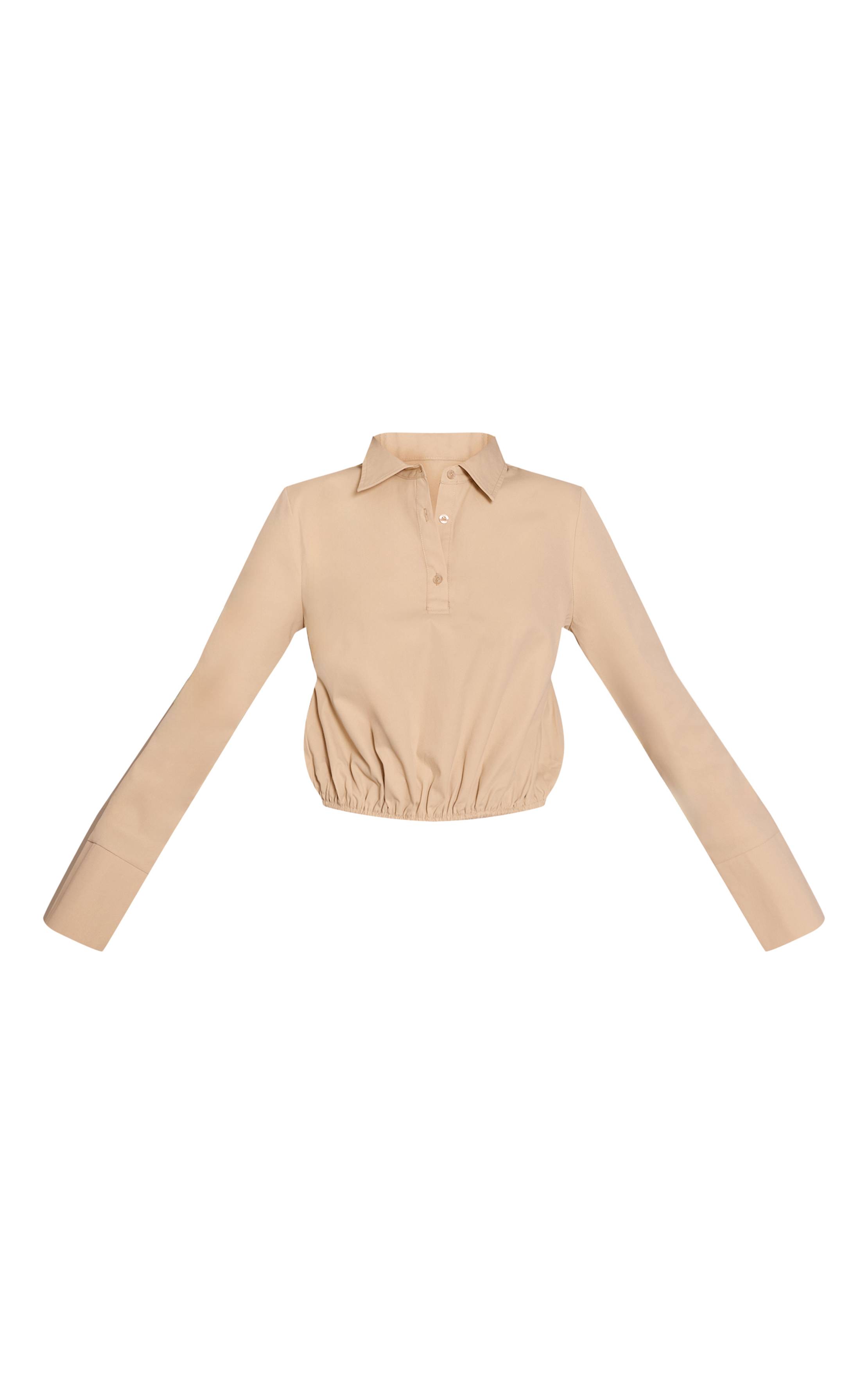 Gris Pierre Chemise Tissée À Ourlet Bouffant